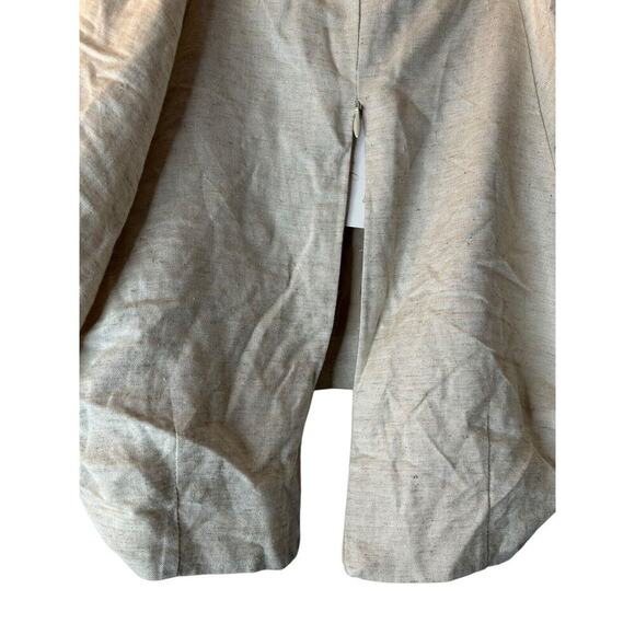 Luxxel Top Size Medium Beige Linen Rayon Button Puff Sleeve Cropped Bohemian - Picture 6 of 12